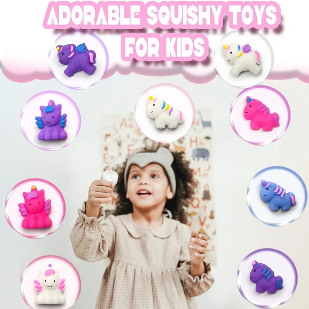 15Pcs Unicorn Mochi Squishy Toys for Kids Party Favors, Kawaii Unicorn Squishies - Picture 5 of 5